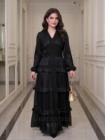 ‏فستان أسود ساتان - Image 4