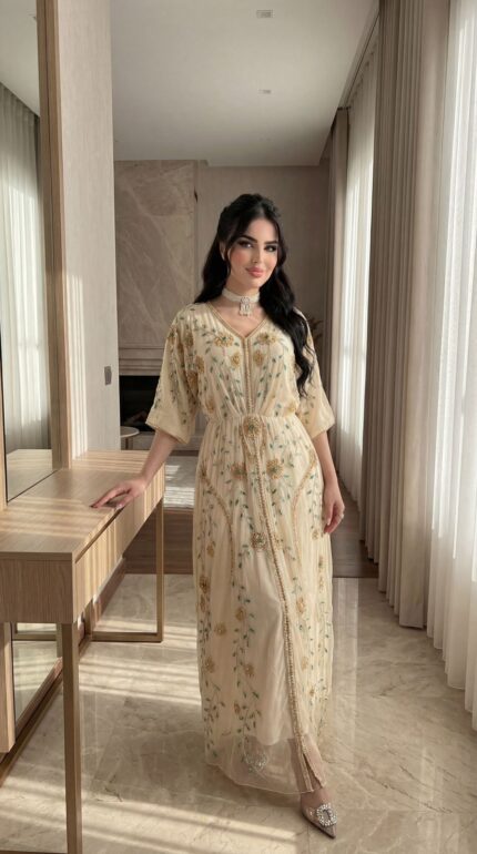 عباءة بيضاء مزهرة