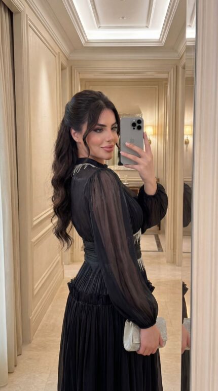 فستان أسود شيفون سهرة